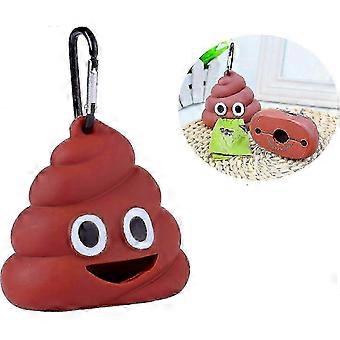 Dog Poop Bag Dispenser Holder with Carabiner, Silicone Poop Shape, Includes 1 Roll 15 Bags for Dog Waste