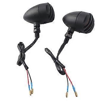 2Pcs Motorcycle Retro Rear Turn Signal Lights Indicator Full Metal Plated Tail Brake Lamp