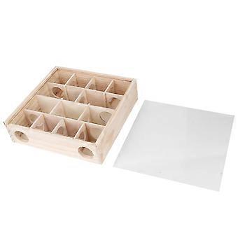 Hamster Maze Mouse Mice Natural Wood Interactive Intelligent Pet Toy with Acrylic Glass