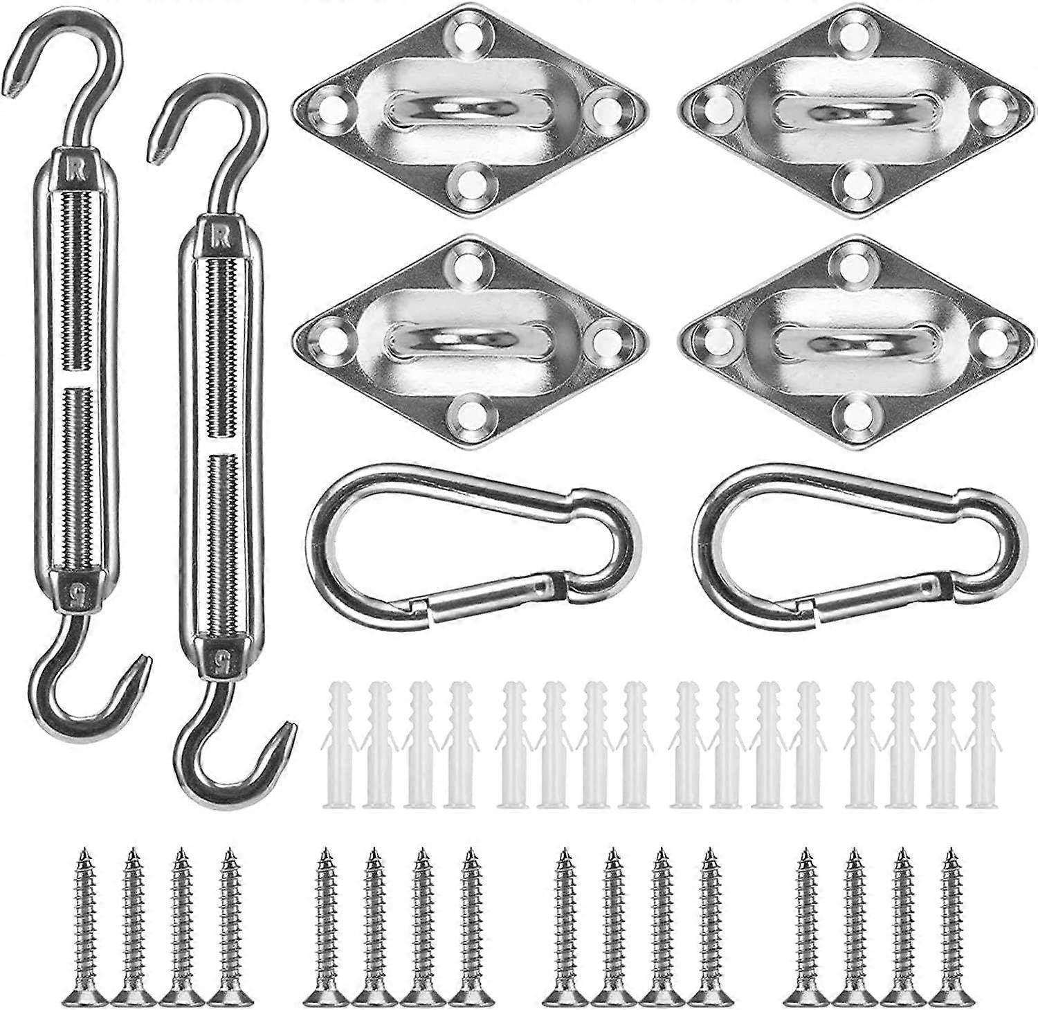 Dww-(40 Pieces) Shade Sail Fixing Kit, Complete Stainless Steel Mounting Kit for Triangular, Rectangular and Square Shade Sails