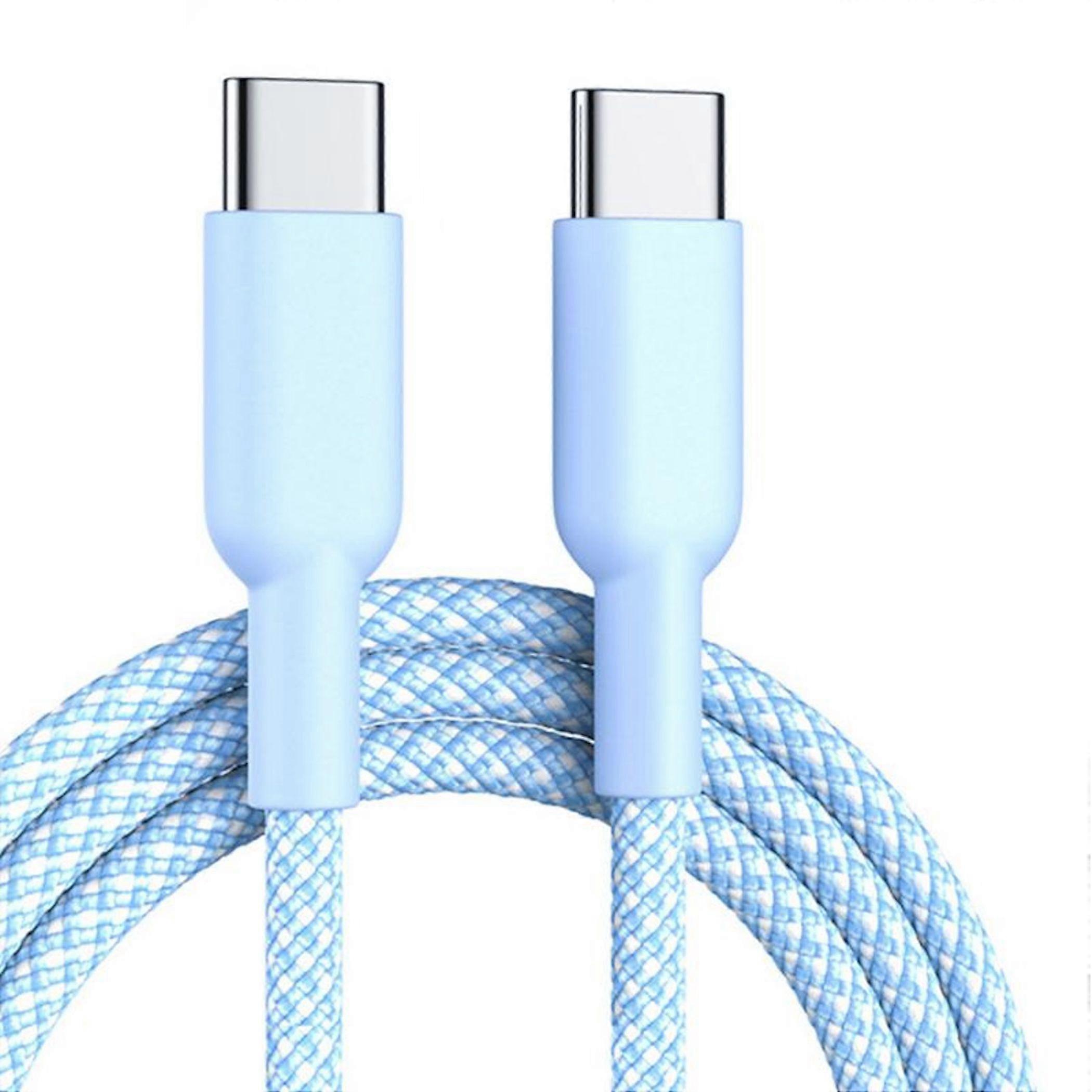 USB C charging cable 60W fast charging nylon data cable 1 meter blue universal