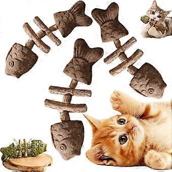 Jouet à mâcher à l'herbe à chat et à la vigne argentée, en forme de poisson, naturel, en bois résistant et créatif (Cat-xxy).