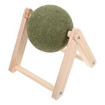 Catnip Ball Cat Toy for Teeth Cleaning Wooden Interactive Lickable Balls