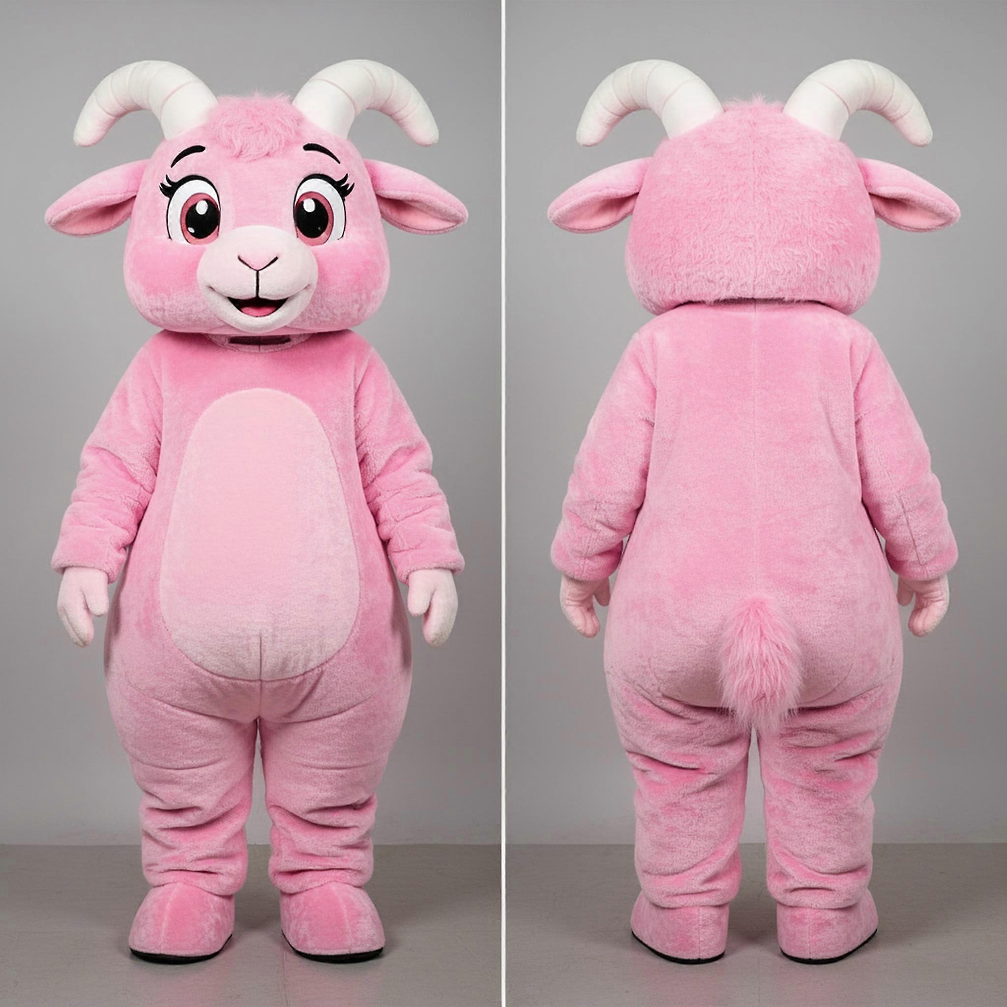 MASTICOT Rosy Fluffy Angora Goat Mascot