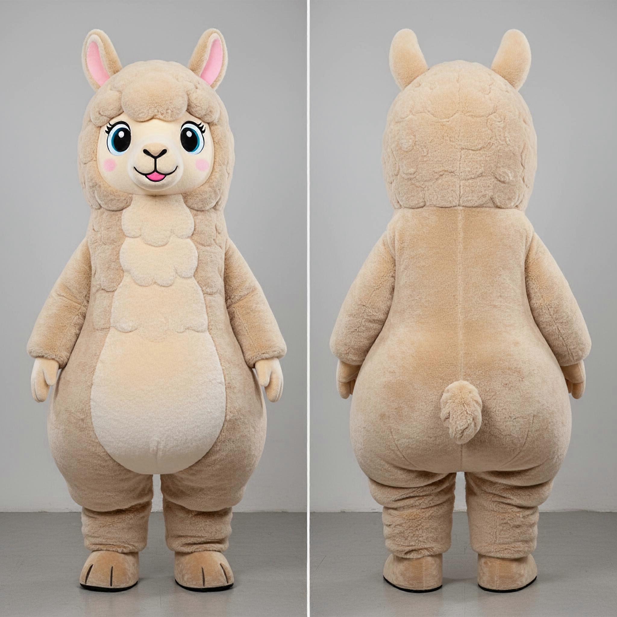MASTICOT Beige Cuddly Alpaca Mascot