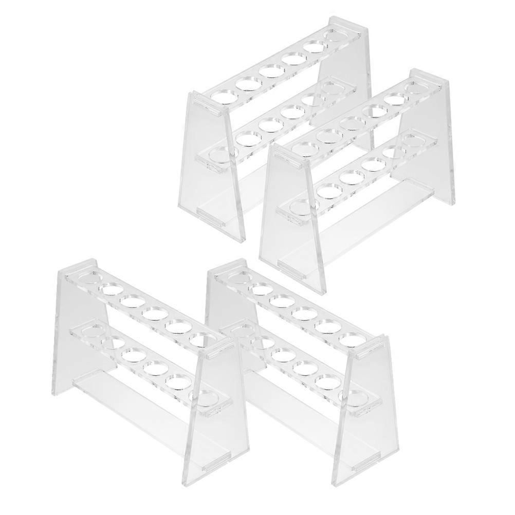 Transparent Test Tube Rack with Double-Layer Structure for Experiment Use 4Pcs