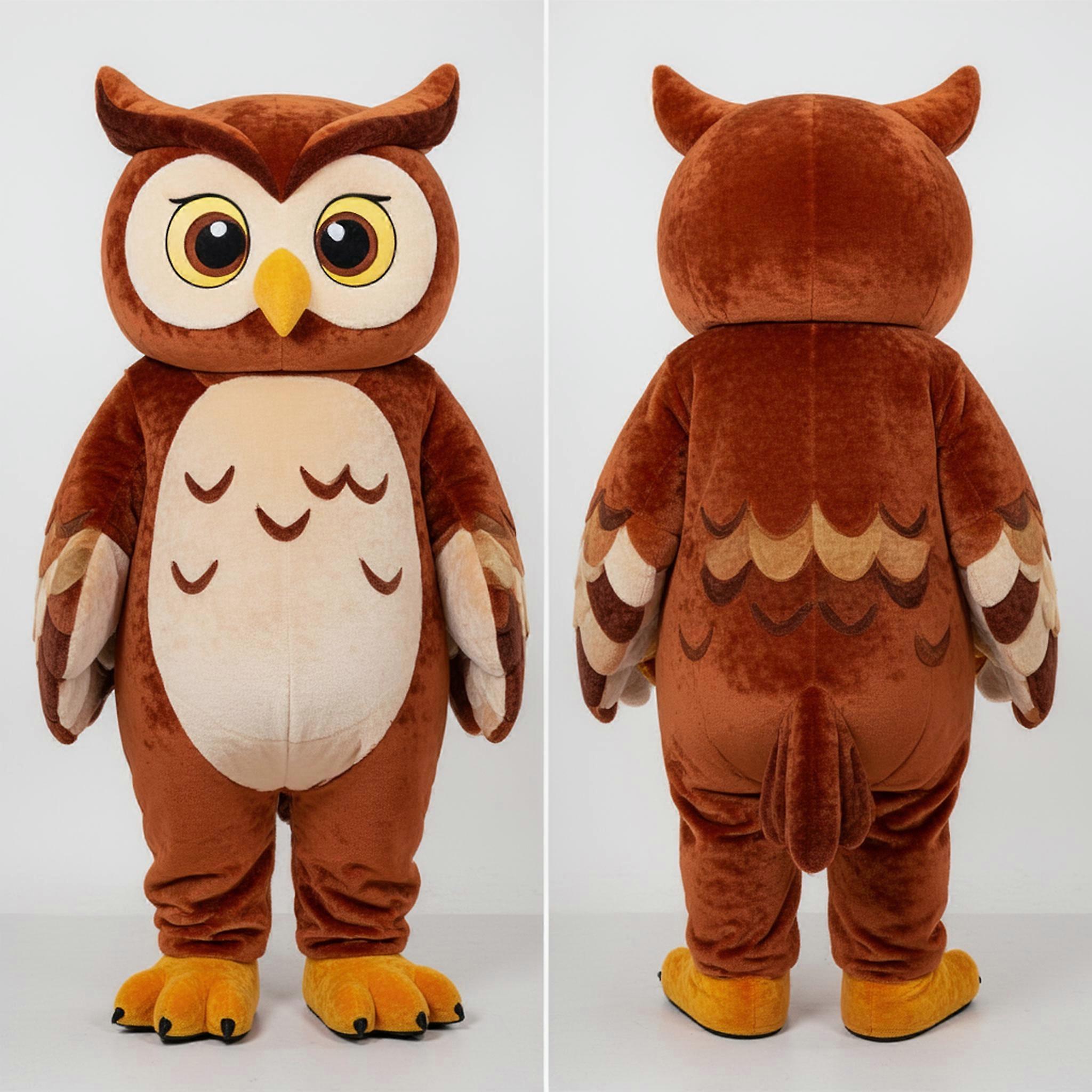MASTICOT Rust Orange Wide Eyed Owl Mascot