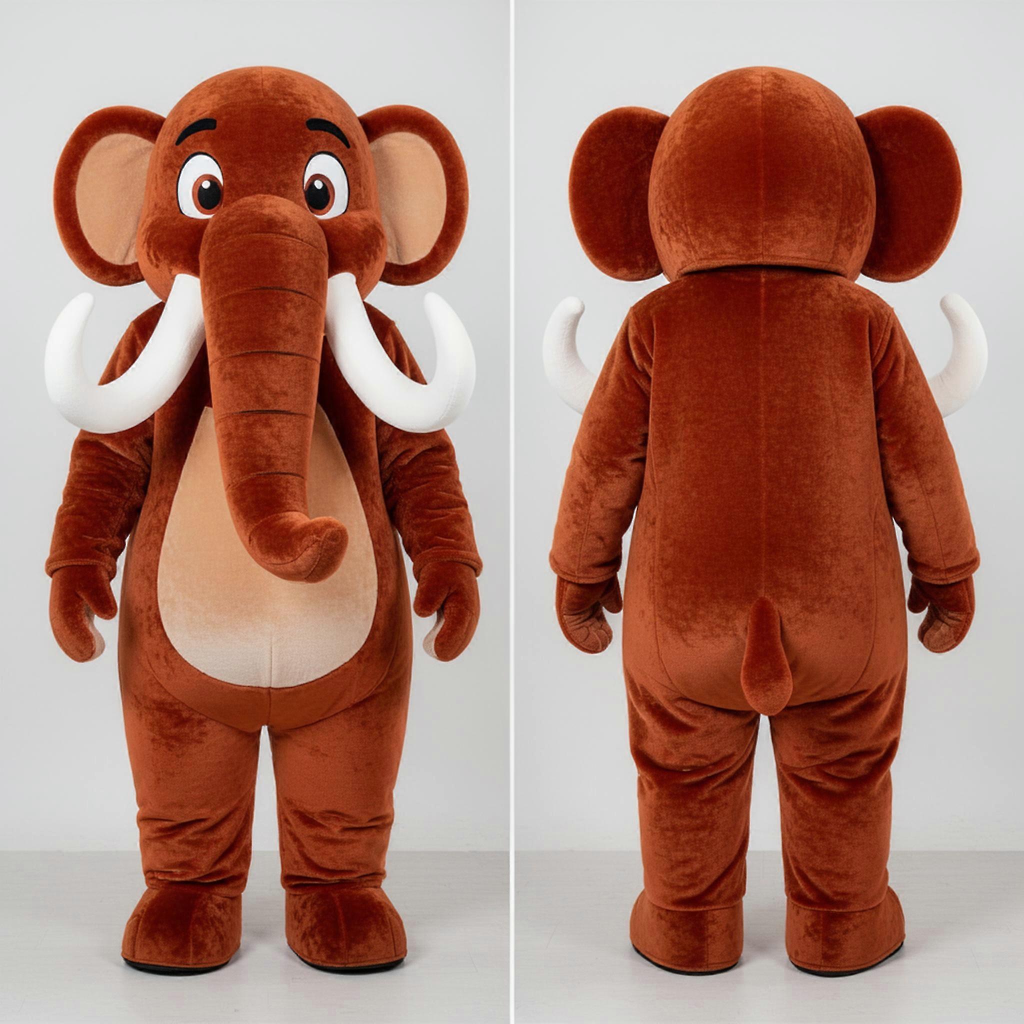 MASTICOT Rust Colored Cartoon Mammoth Mascot