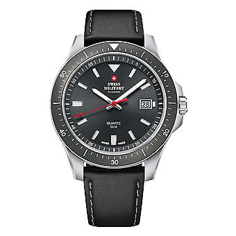 Polshorloge rond met lederen band Horloge voor mannen Analoge Quartz met koeienhuid Armband SM34082.06