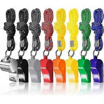 Loud Crisp Plastic Whistles with Lanyards