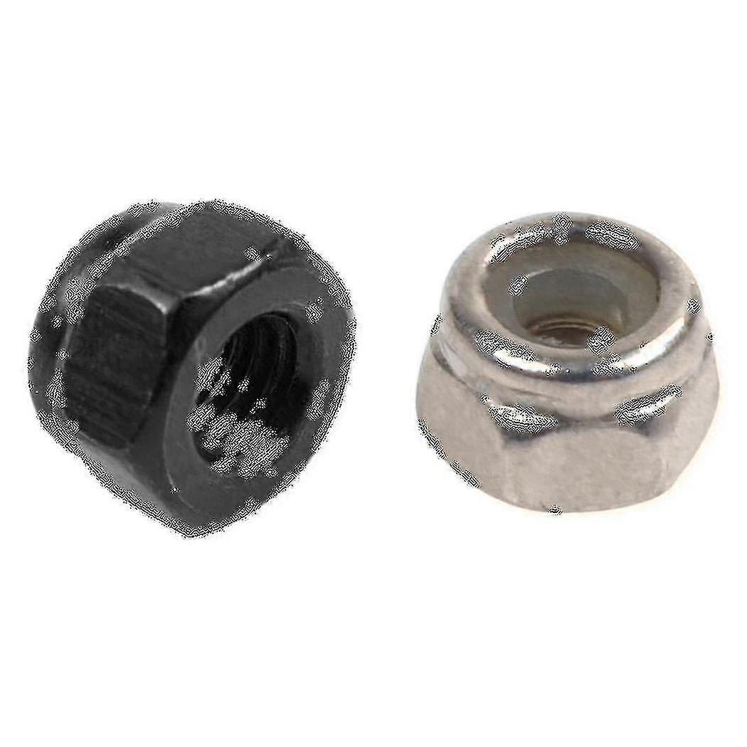 100pcs Zinc Plated Nylon Insert Hex Lock Nuts Black M2.5 & M2