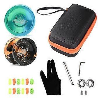 JOLESHARE X2 Professional Unresponsive Yoyo with Replaceable Responsive Bearings Strings and 2 Yo-Yo Gloves B-JXLGV