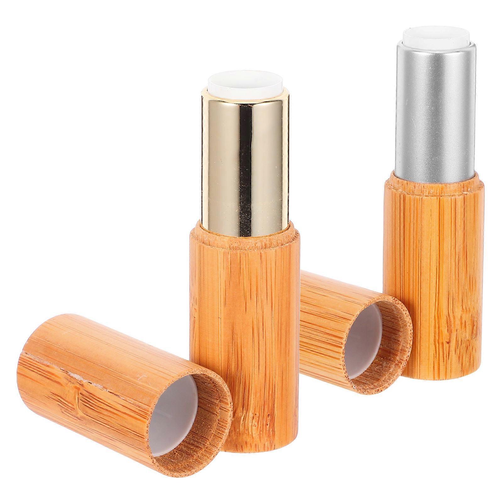 Assorted Color Bamboo Lipstick Tubes for Refilling 2Pcs Practical Storage