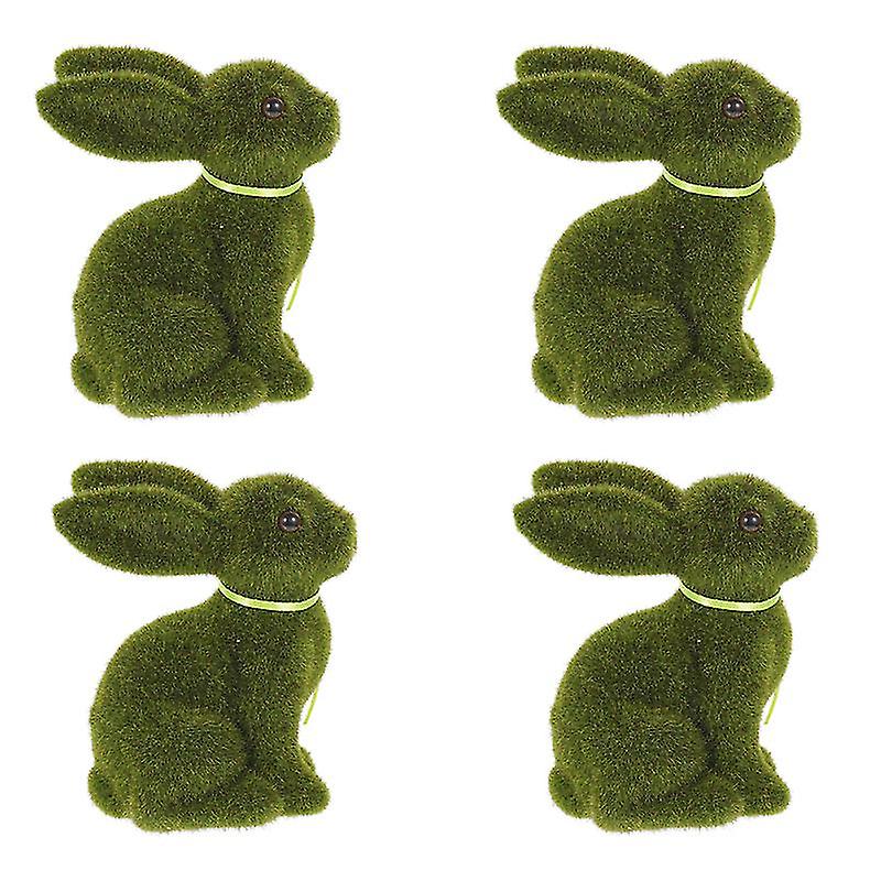 4pcs Decorative Easter Flocked Rabbit Party Decor Flocked Rabbit Flocked Bunny