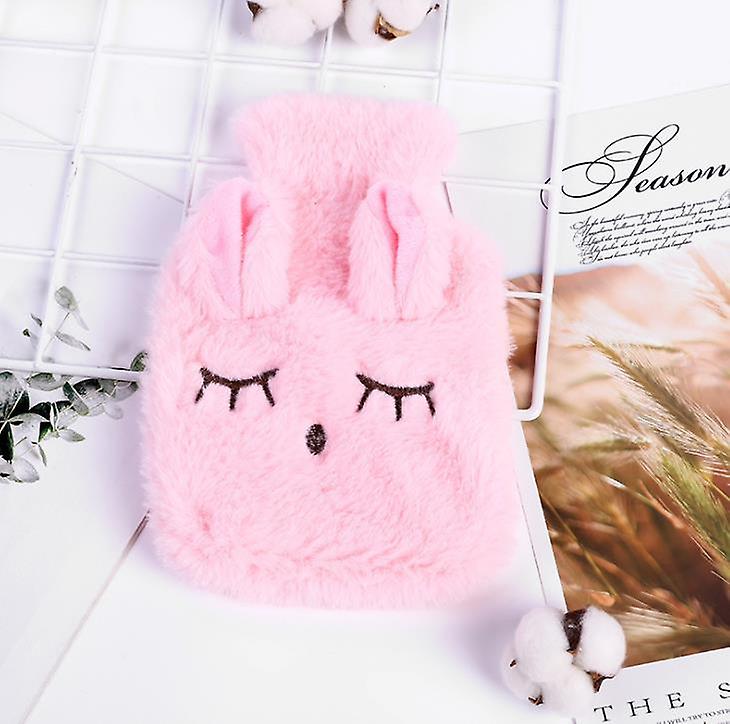 Reusable Winter Warm Heat Hand Warmer Pvc Hot Water Bottle Bag With Knitted Soft Rabbit Cozy Cover
