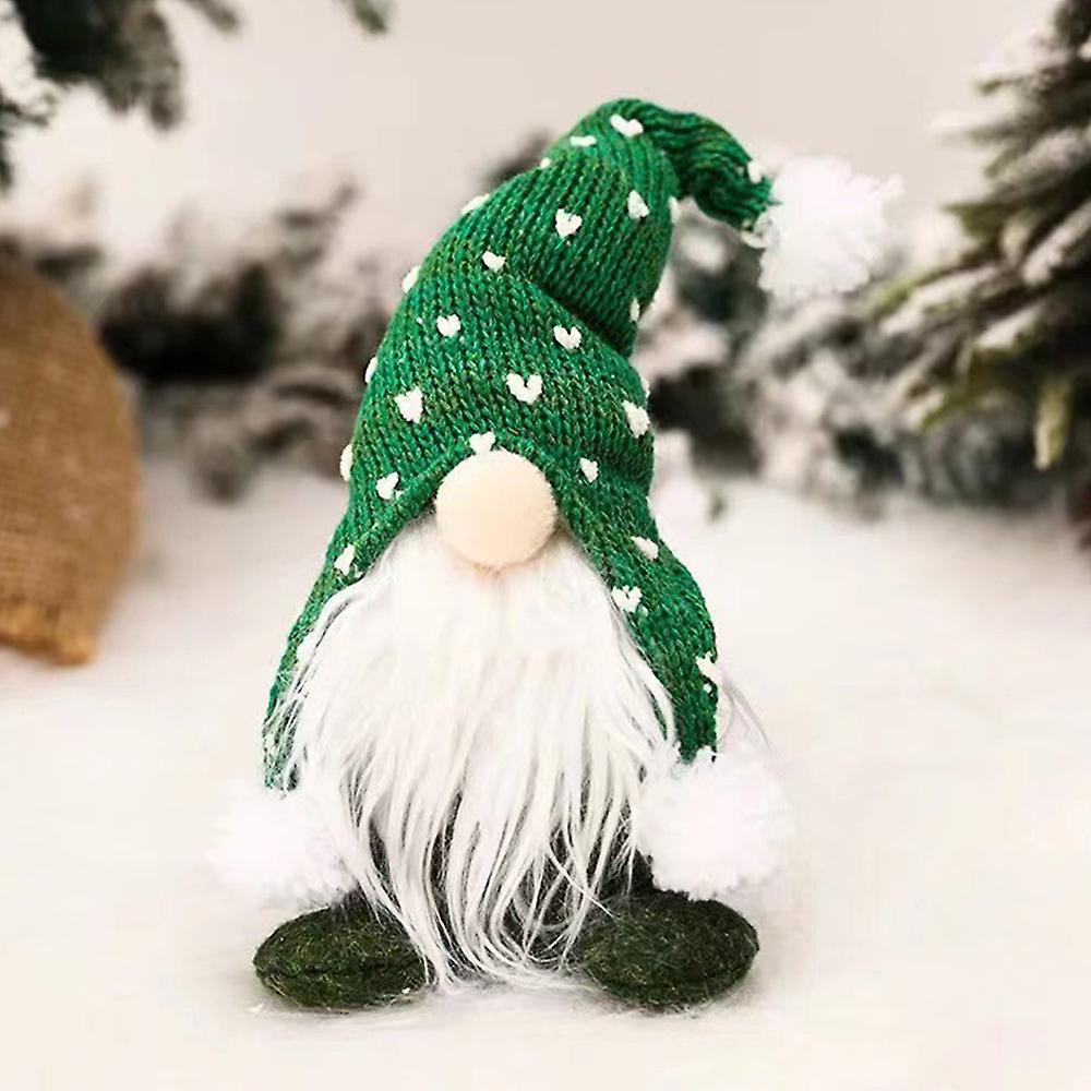 Christmas Gnomes Decor Ornament Heart Print Hat Fluffy Beard Plush Gnomes