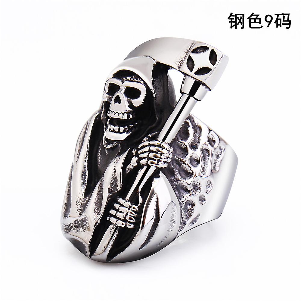 Titanium Steel Ring Reaper's Scythe Personality Skull Men's Ring Bracelet