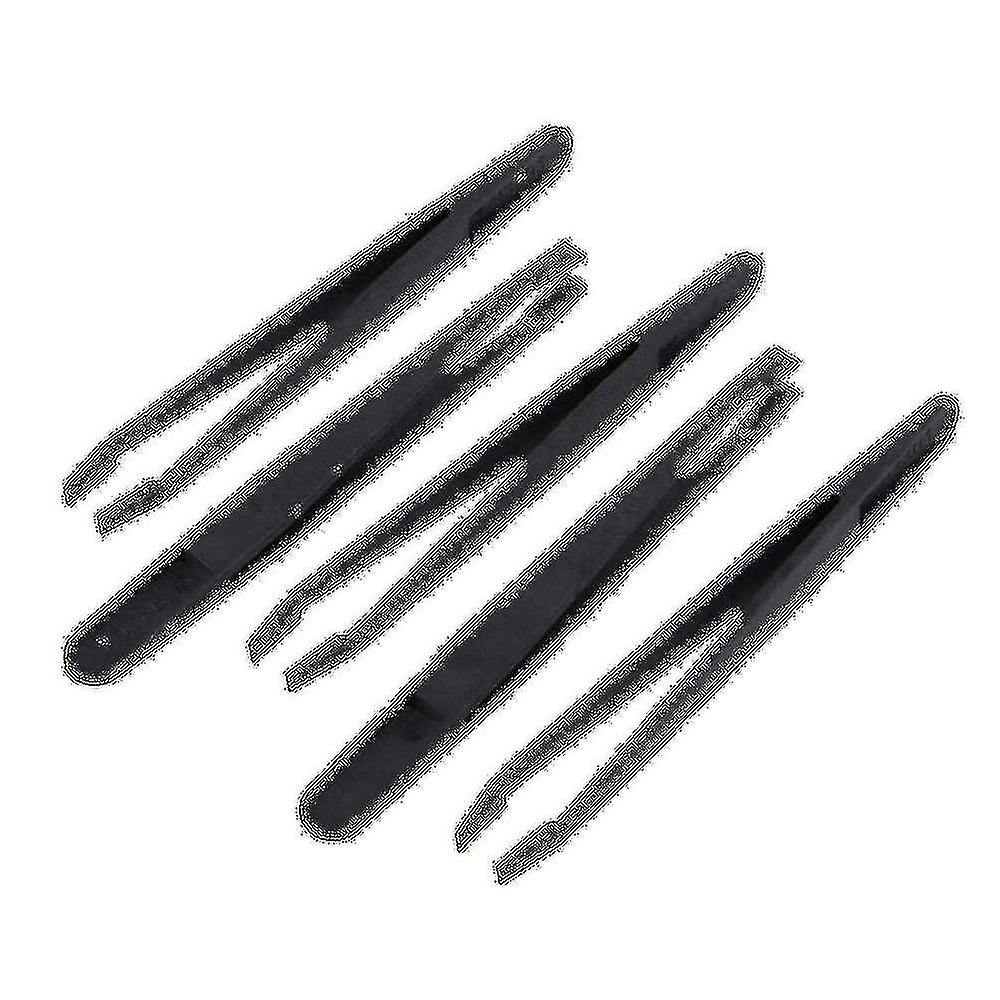5 Pcs Manual Tool Black Plastic Flat Tip Anti-static Tweezer 12cm Long