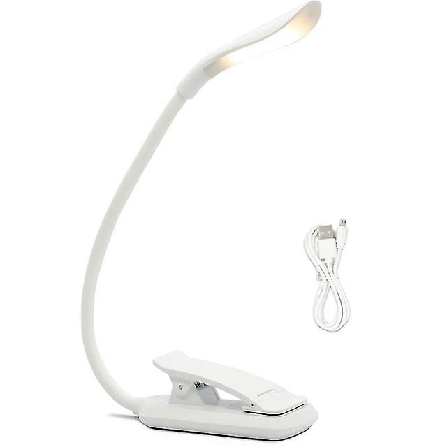 Usb Rechargeable Led Clip-on Book Light 3 Color Adjustable Reading Lamp Flexible Table Notebook Lamp On Work/desk/bed Lights For Kindle / Ebook Reader