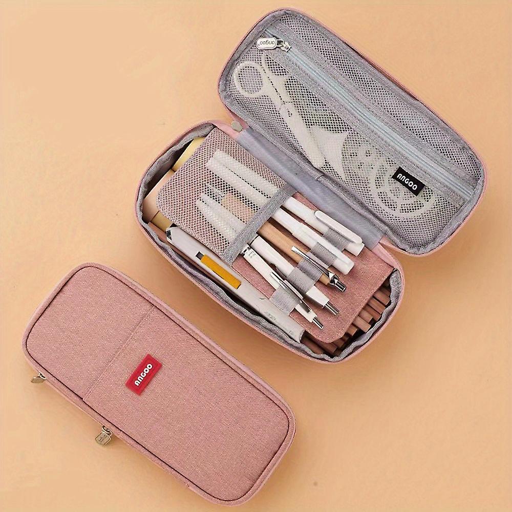 Student Large Capacity Double Layer Retractable Pencil Case Simple Style Girl Boy Junior High School High School Students Tote Stationery Box