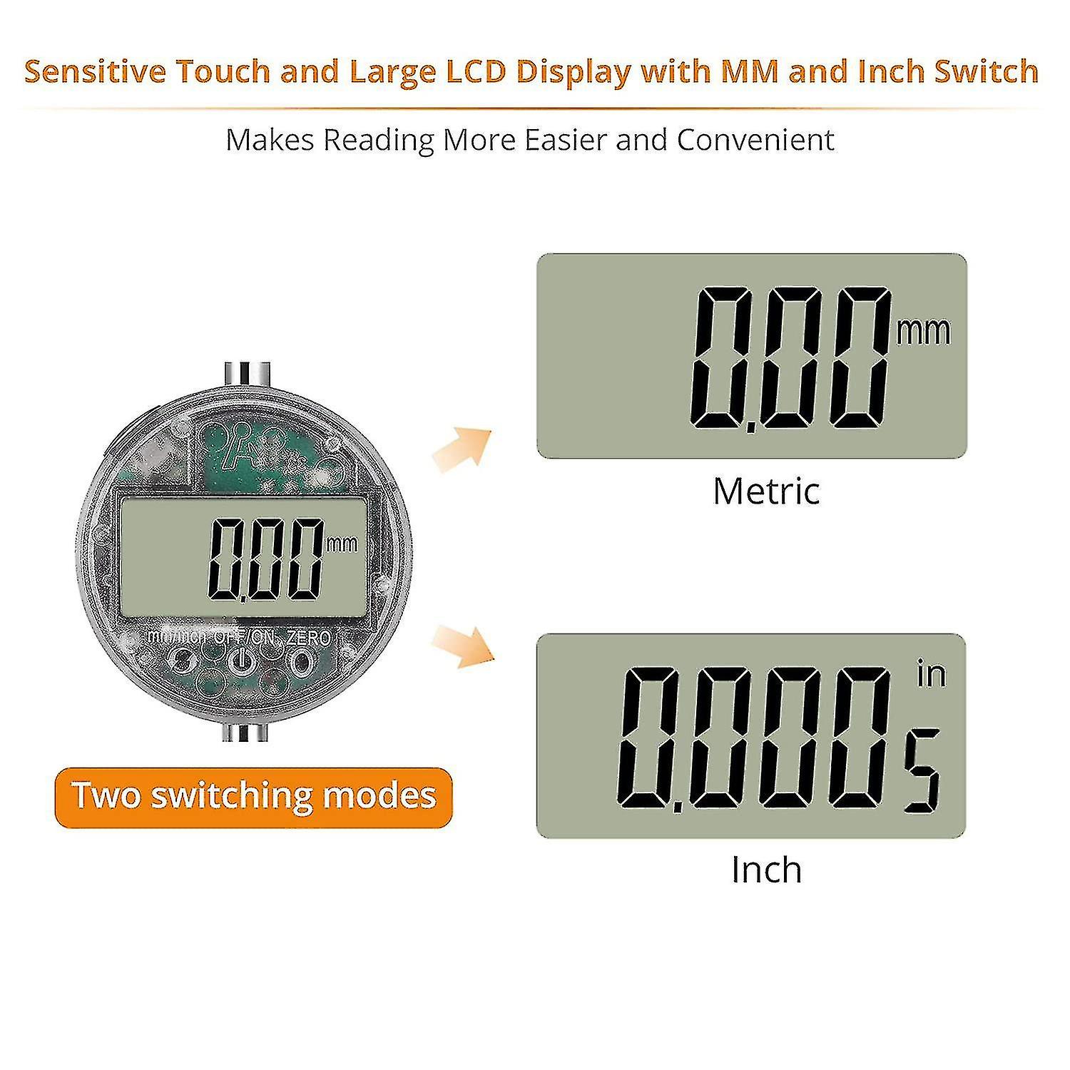 0-12.7mm/0.5'' Touch Digital Indicator Ip54 Waterproof 0.01mm/0.0005'' Dti Digital Dial Indicator Wi