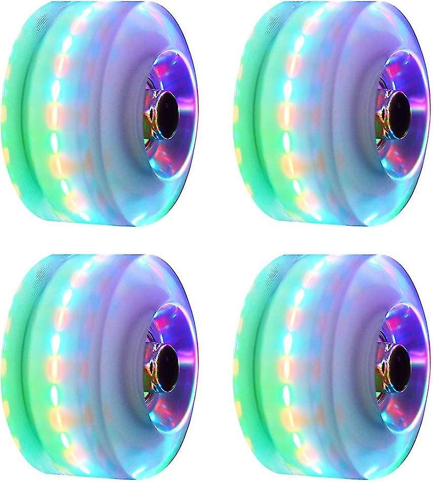 4 Light Up Replacement Wheels For Dual Roller Skateboard, Led Skateboard, 82a Core