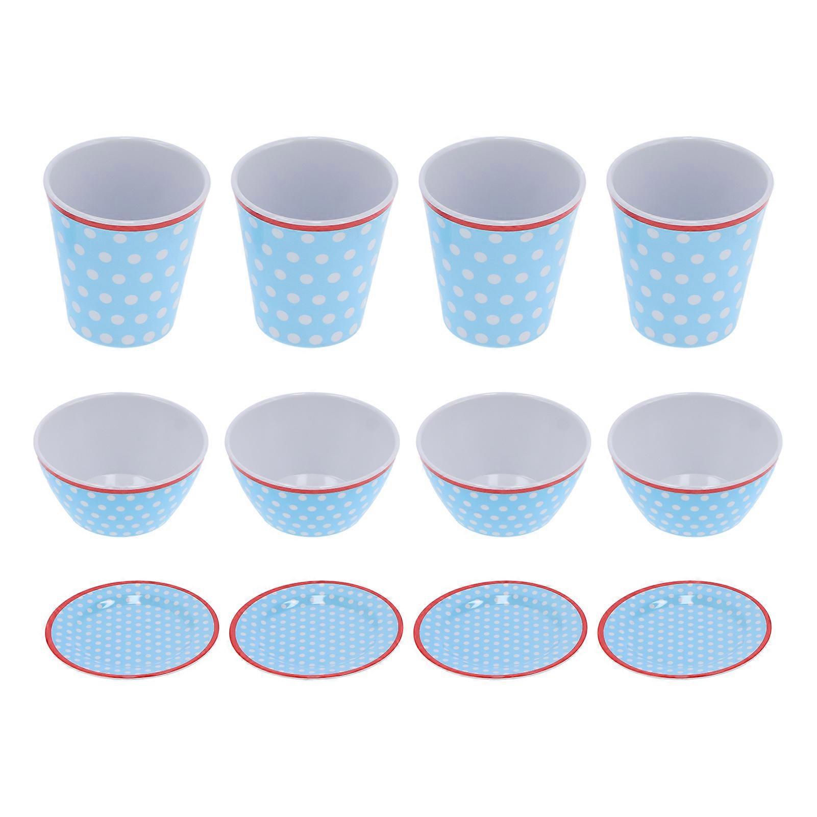 Elegant Light Blue Dinnerware Set, Unbreakable Dinnerware for Creative Dining Experiences, 12pcs/Set Melamine Tableware, Aesthetic and Functional