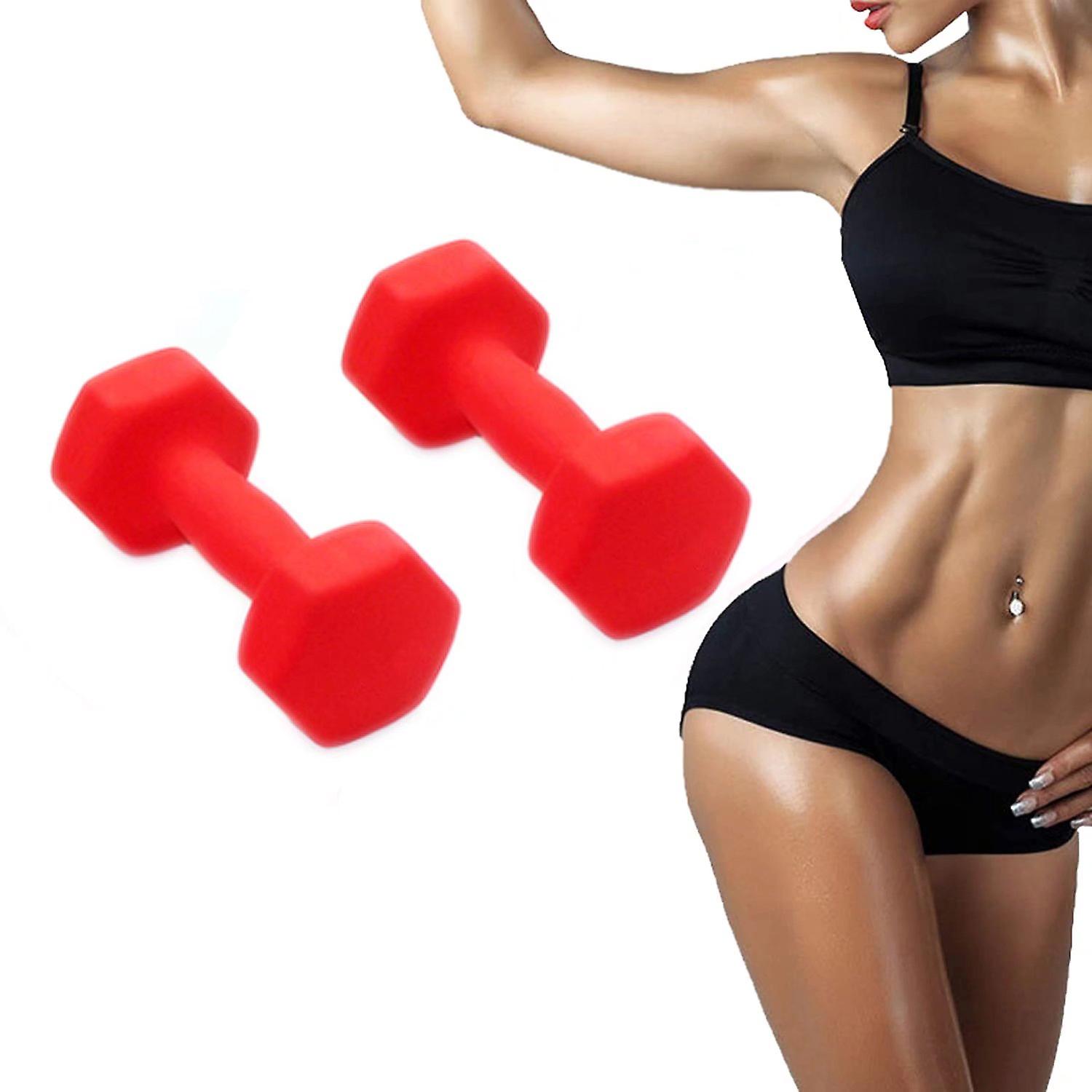 2 pieces dumbbell fitness dumbbell yoga accessories mat dumbbell red 0.5 kg==