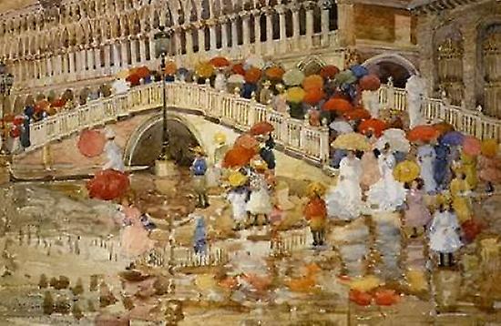 Umbrellas In The Rain Venice Poster
