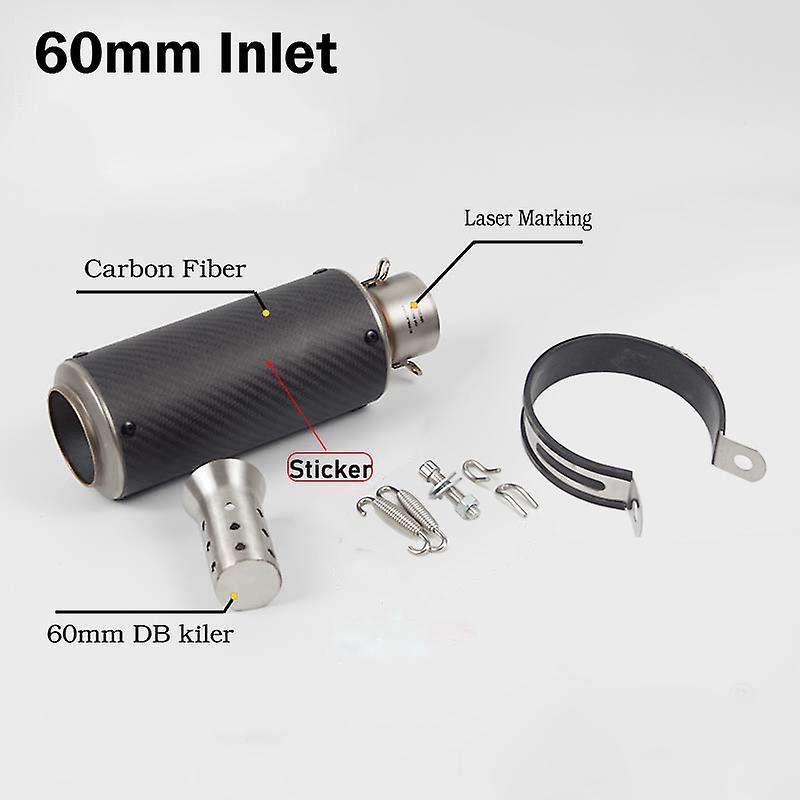 51mm/60mm σωλήνας εξάτμισης μοτοσικλετών με σιγαστήρες σωλήνων εξάτμισης σιγαστήρων ινών άνθρακα διαφυγής DB για Z900 PCX125~15996