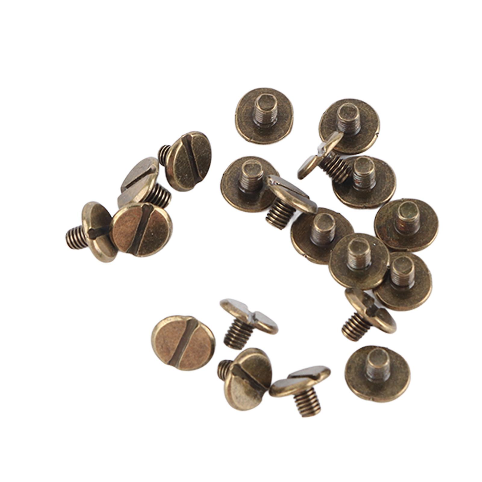 20pcs Flat Head Copper Brass Screws Nuts Nails Rivets Leather Cap Accessory (5mm)