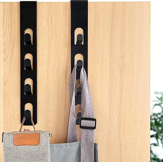 2 Pieces Coat Rack for Door, Hanging Door Hook 4 Hooks, Door Coat Rack without Drilling, Door Hook for Storage, Jackets, Bathrobes, Handbags and Othe