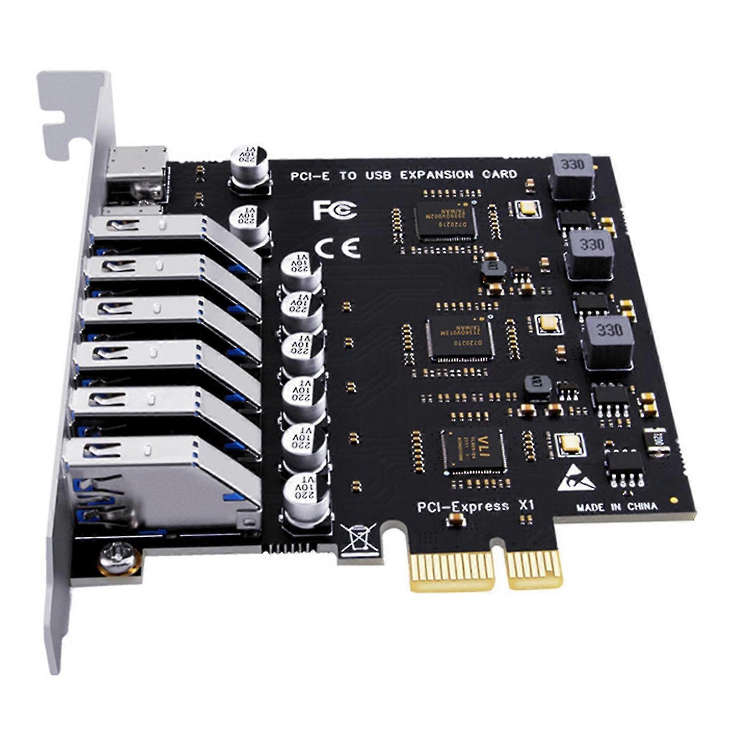 Extender Card Low Power Consumption Fast Transmit Rate with 5 Ports PCI-E to USB3.2 Riser Card Board