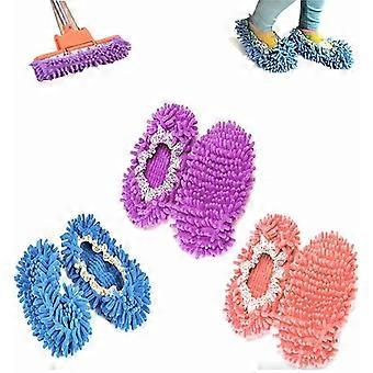 3 paar dweil slippers, kitteny 3 paar multifunctionele microvezel stof dweil schoenen schoonmaakslippers voor thuis, 3 kleuren 6pcs