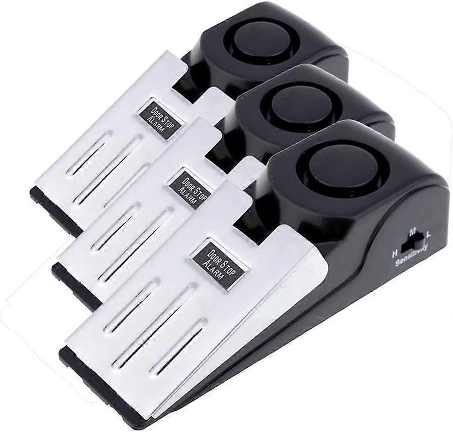 3-Pack Safety Wedge Door Stop Alarm Stop Blocking Travel Home Security Alert 120dB (3-Pack)