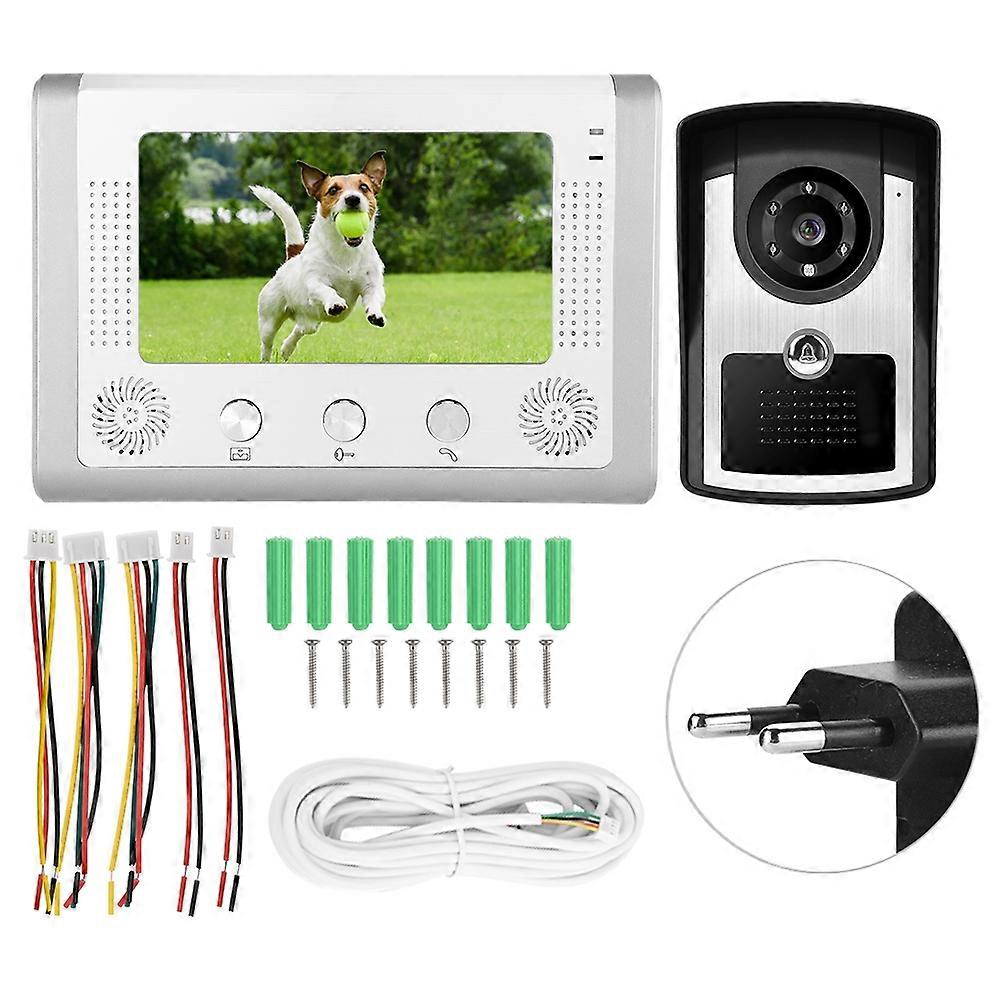 7inch Wired Waterproof Video Intercom Doorbell Ir Camera Monitor Door Phone 110-240v Eu Plug