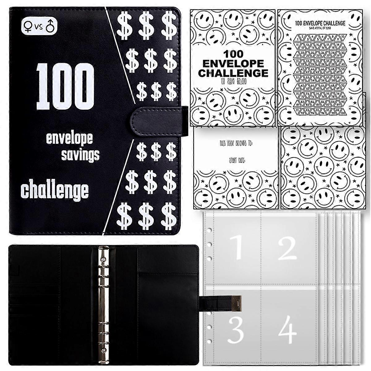 100 Envelope Challenge Binder, 100 Envelopes Money Saving Challenge, A5 Money Saving Budget Binder with Cash Envelopes