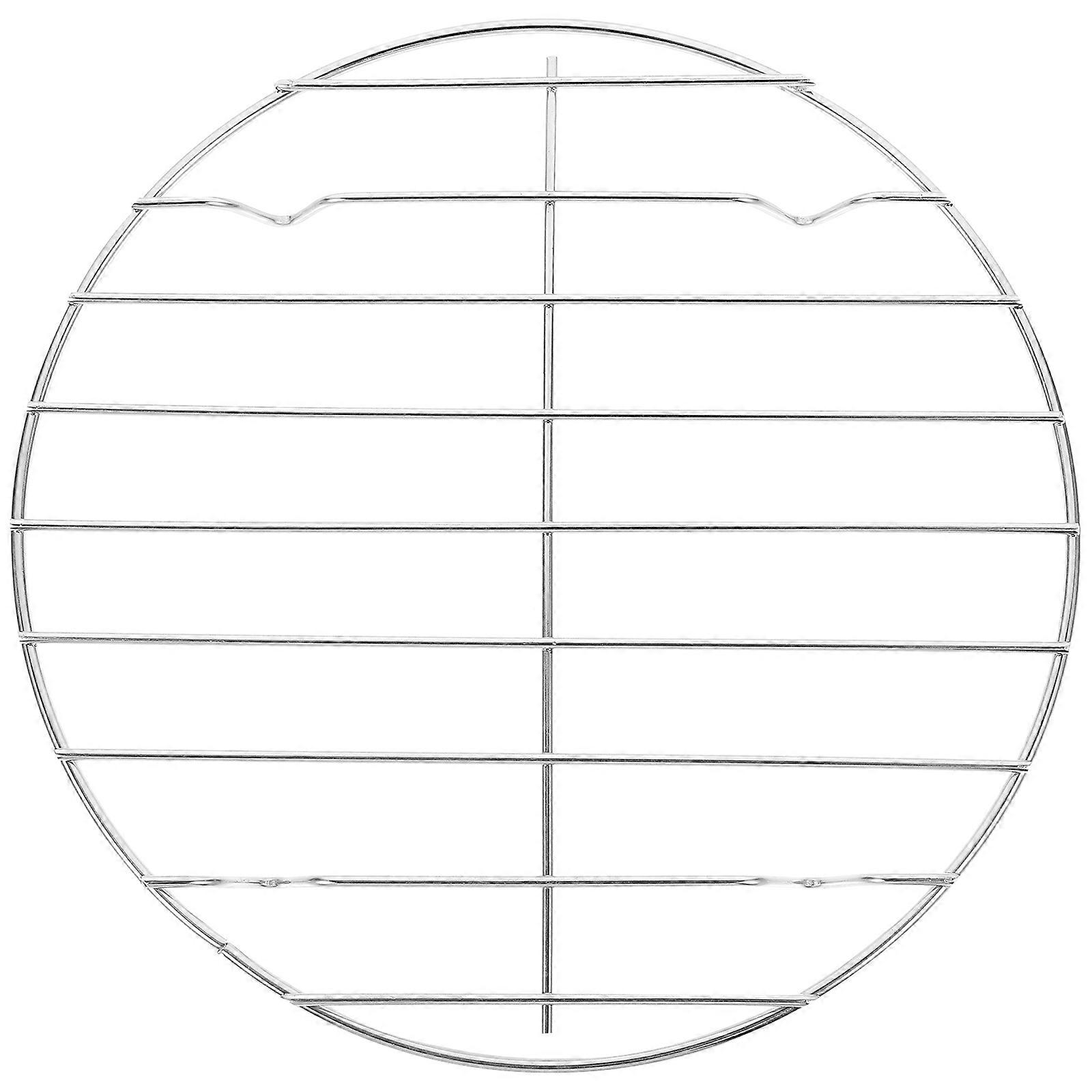 Stainless Steel Meat Net Grilling Rack Round Portable Fish Vegetable Roast Rack Pizza Baking Rack - 22cm (Without Black Baking Tray)