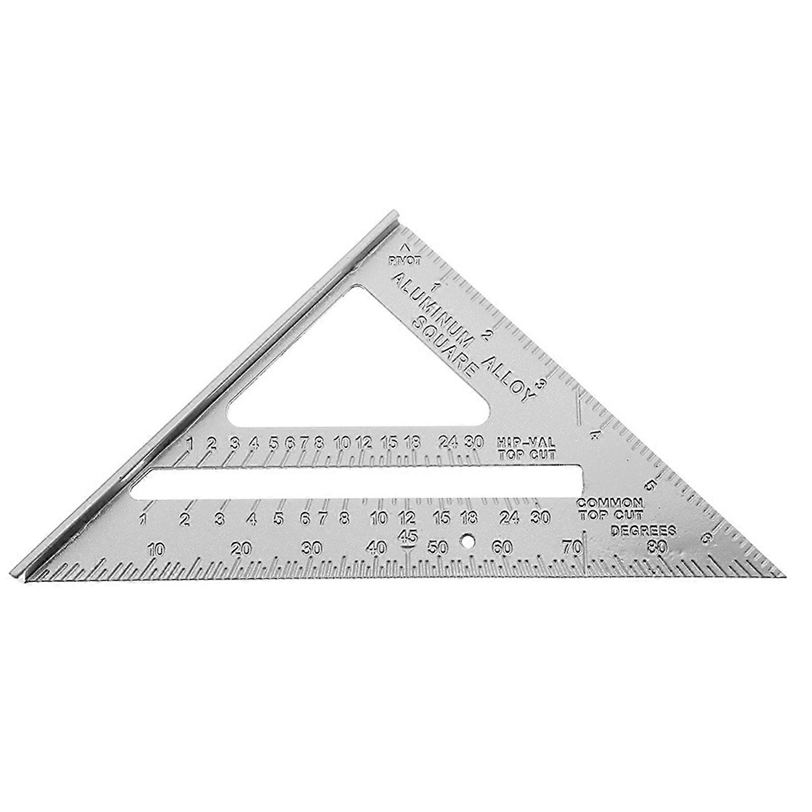 Rafter Square 7in Aluminum Alloy Metric Imperial Multifunctional Triangle Carpenter Square for Woodworking Silver