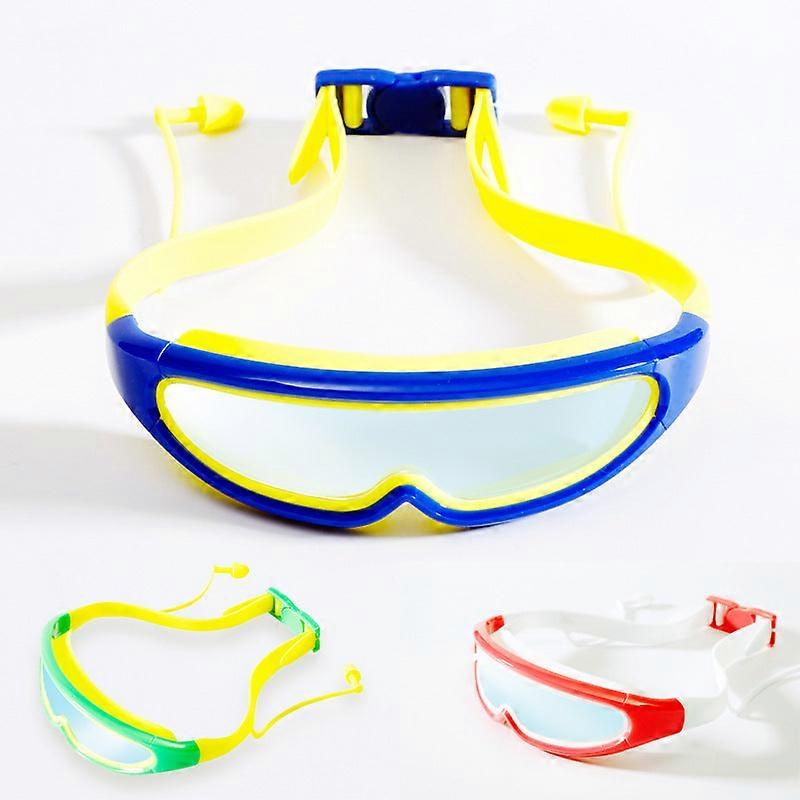 Children's Swim Goggles Large Frame Anti-fog Belt One-piece Earplugs Eye Protection Glasses