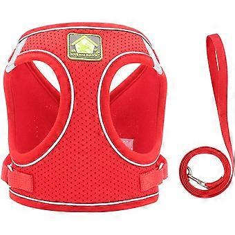 Small Dog Cat Harness Adjustable Reflective Soft Mesh Jacket Set Puppy Vest And Leash
