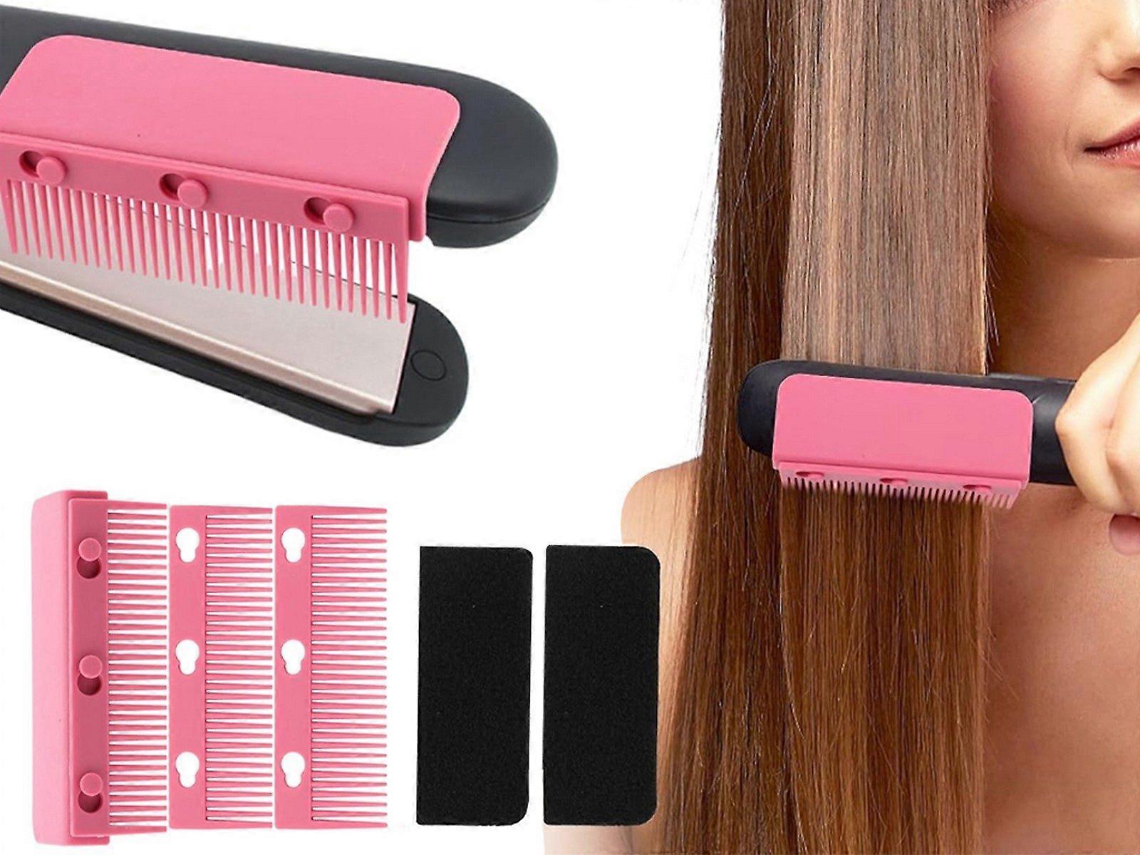 Removable Clip-On Flat Iron Comb Attachment - Pink