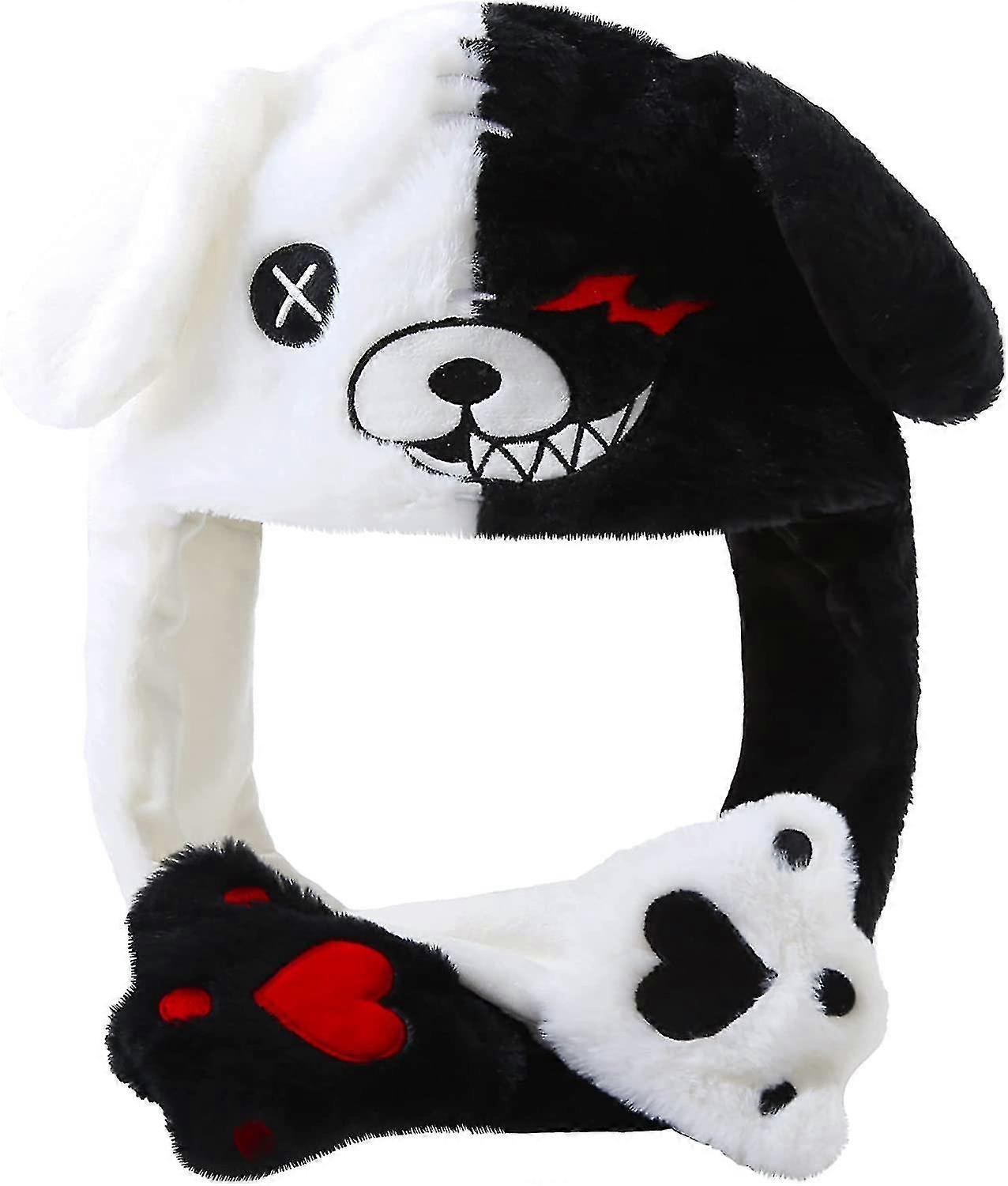 Black & White Bear Hat Moving Ears,bear Ears Hat Cap With Built-in Air Pump Device
