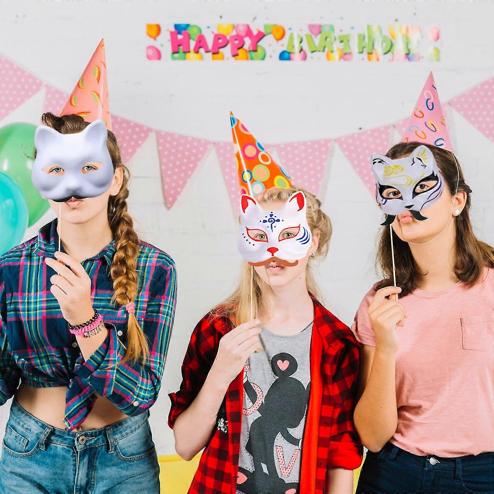 Maschera Viso Di Carta A Forma Di Gatto - Versione 3, Pronta Da - Foto 4