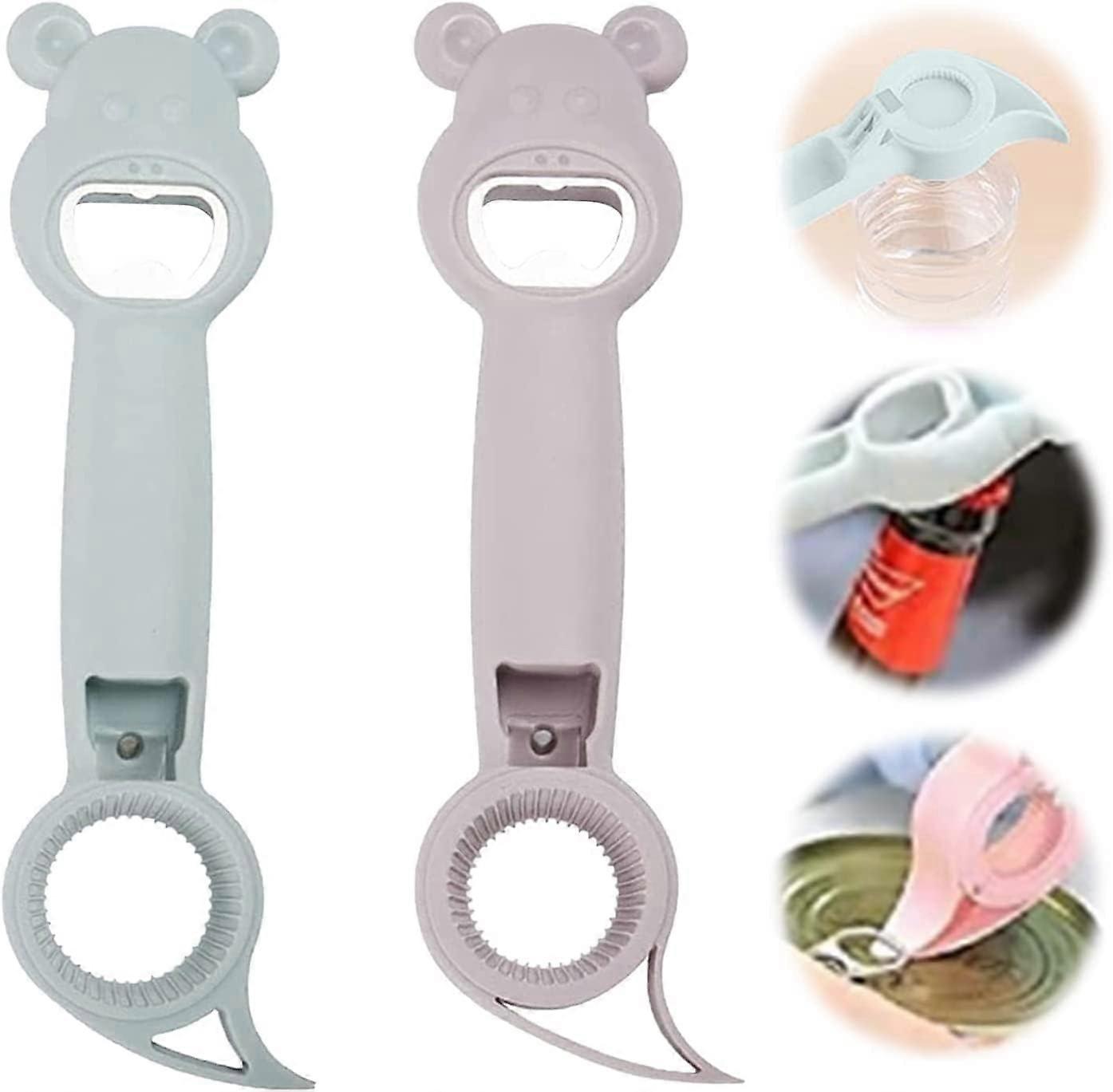 4 in 1 Multi Function Can Opener Bottle, Multi Kitchen Tool for Jelly Jars, Wine, Beer and other, Bottle Opener to Protect the Nail Use for Children,