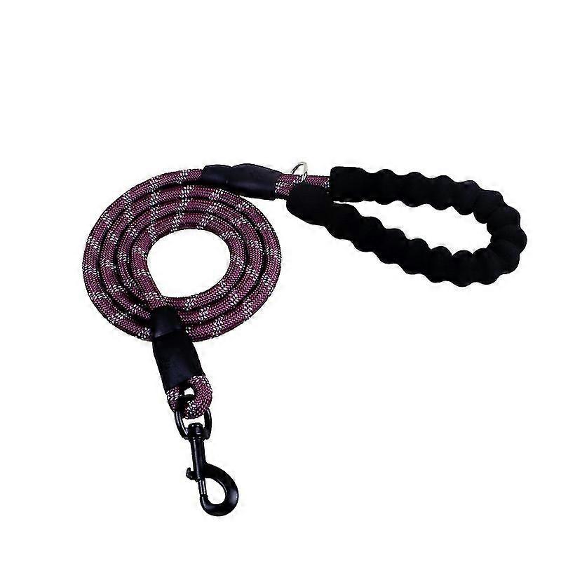 5 Ft Strong Dog Leash With Comfortable Padded Handle And Highly Reflective Threadspurple