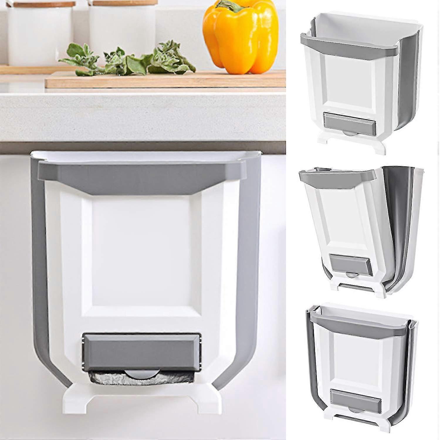 Hanging Kitchen Trash Can With Garbage Bag Storage, Foldable Large Simple Human Trash Can