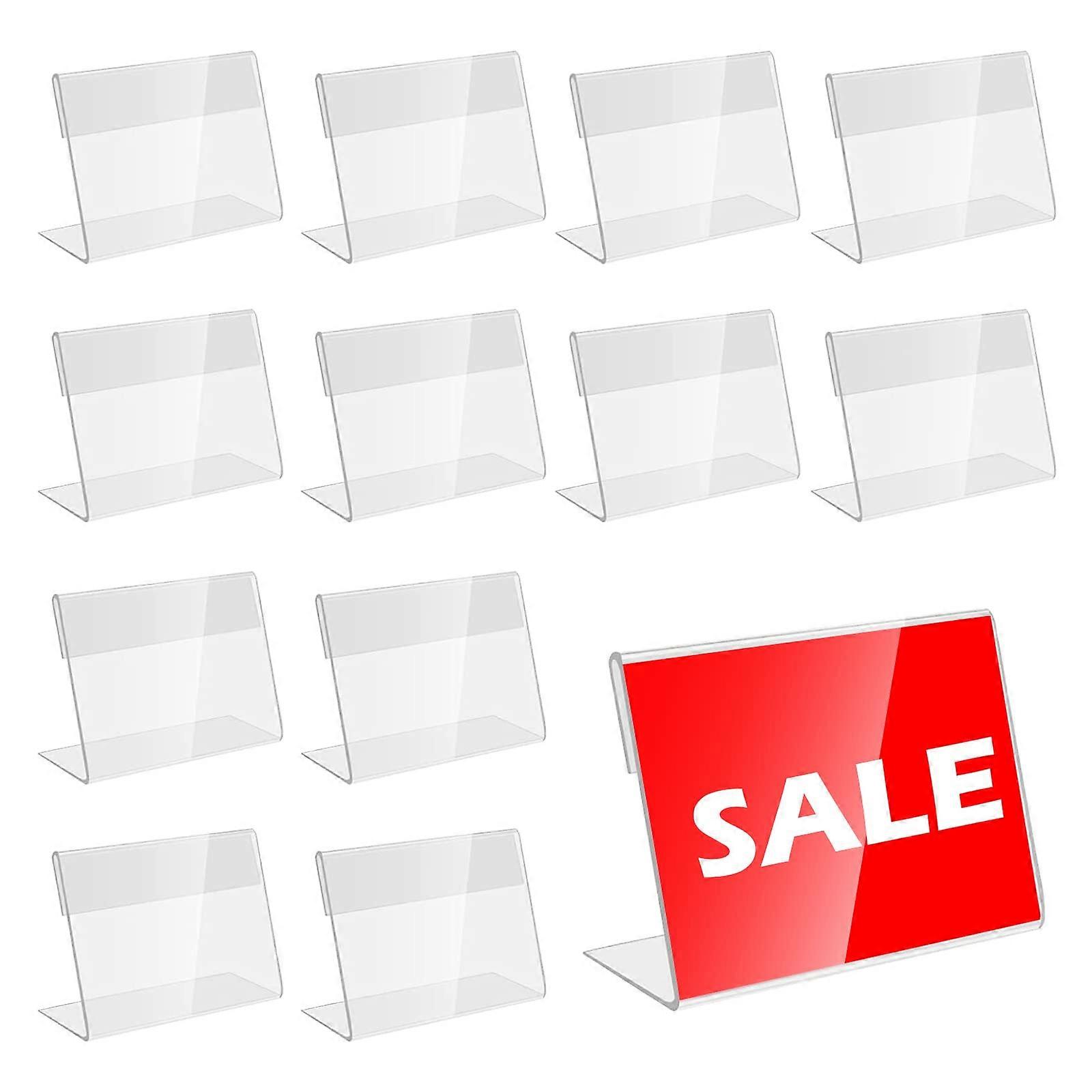 30Pcs Price Display Holder L Shape Clear Acrylic Price Card Tag Acrylic Sign Display Holder Display Stands Small Price Name Card Tag for Shopping Mall