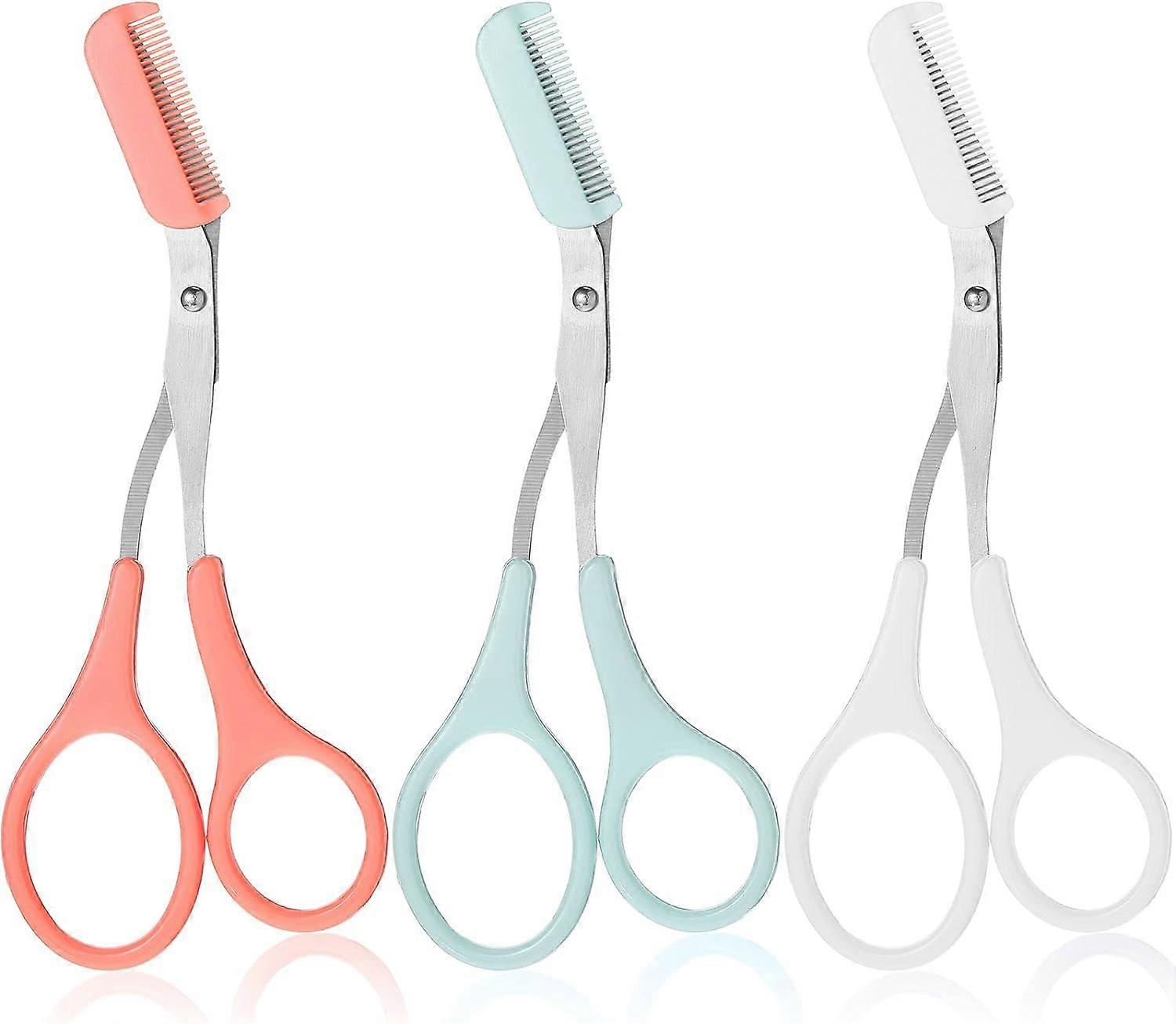 3pcs Eyebrow Scissors for Women Eyebrow Trimmer Scissors with Comb Eyebrow Shaping Cut Comb Scissors Non Slip Finger Grips
