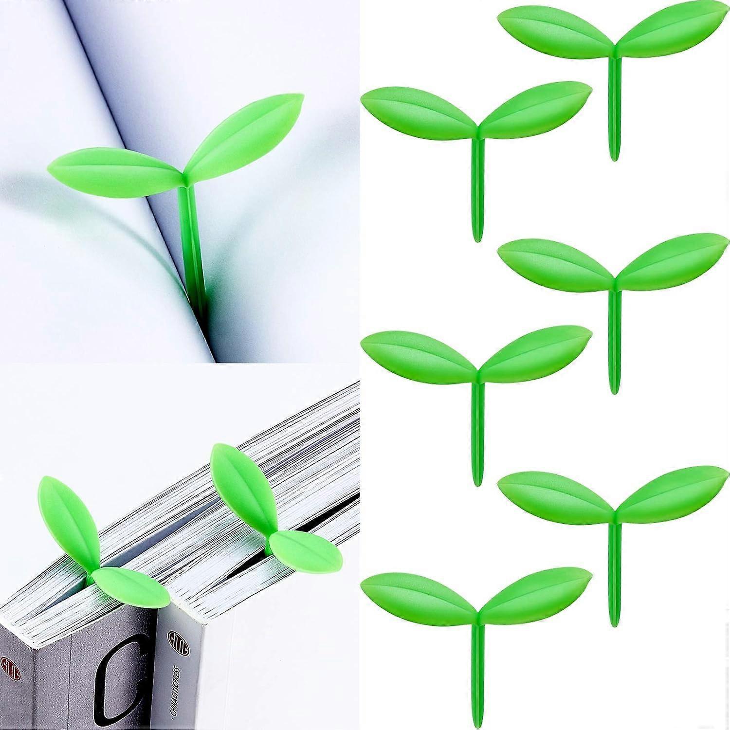 Small Green Sprout Bookmarks Mini Green Leaf Bookmarks Silicone Grass Bookmarks Creative Gifts for Reading Book Lovers (6 Pieces)